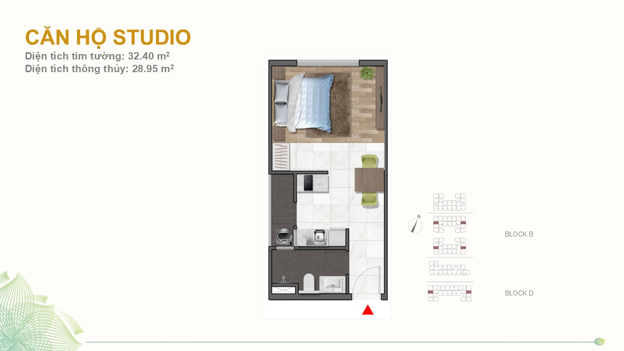 Layout căn studio Dragon E-Home 2