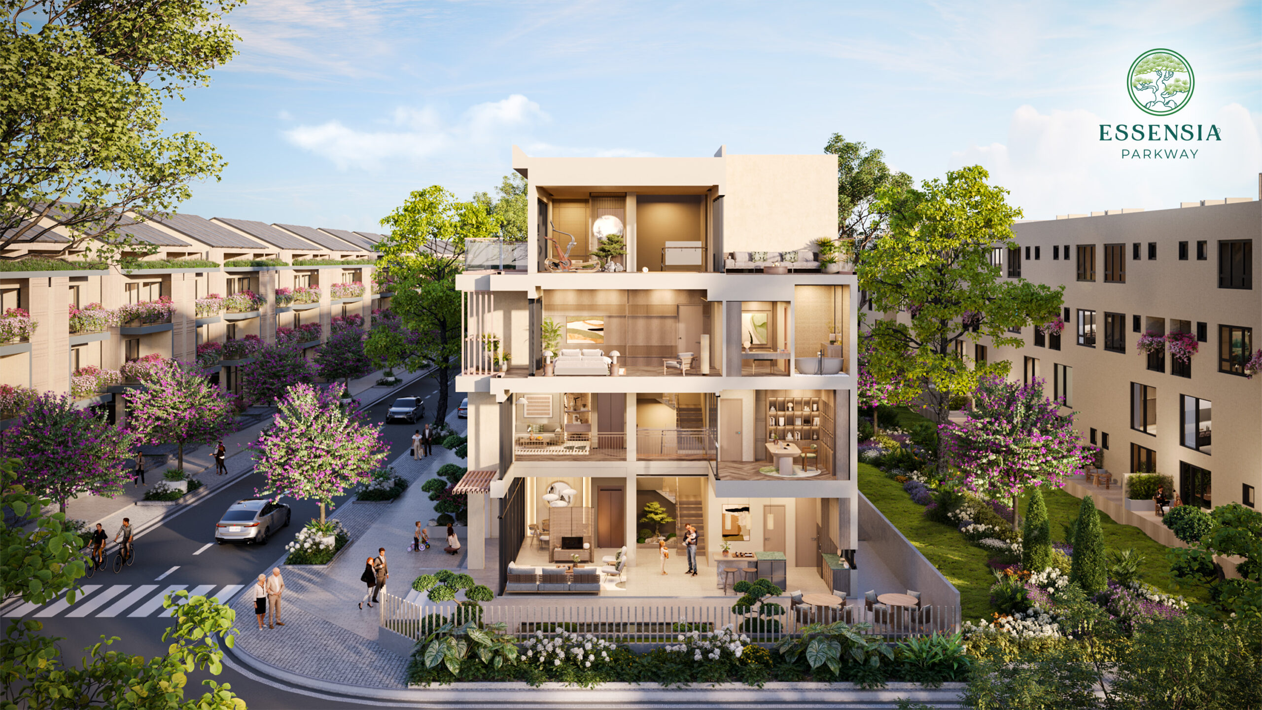 Mặt cắt biệt thự đơn lập