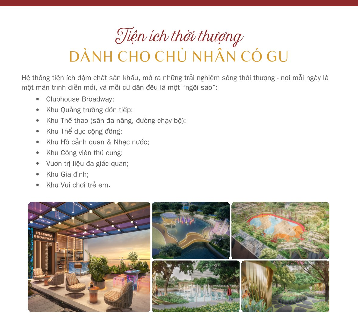 Tiện ích nội khu dự án Essensia Broadway