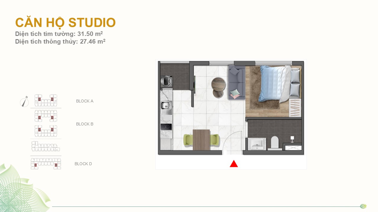 Thiết kế căn hộ studio dự án Dragon E-Home Phú Hữu Quận 9