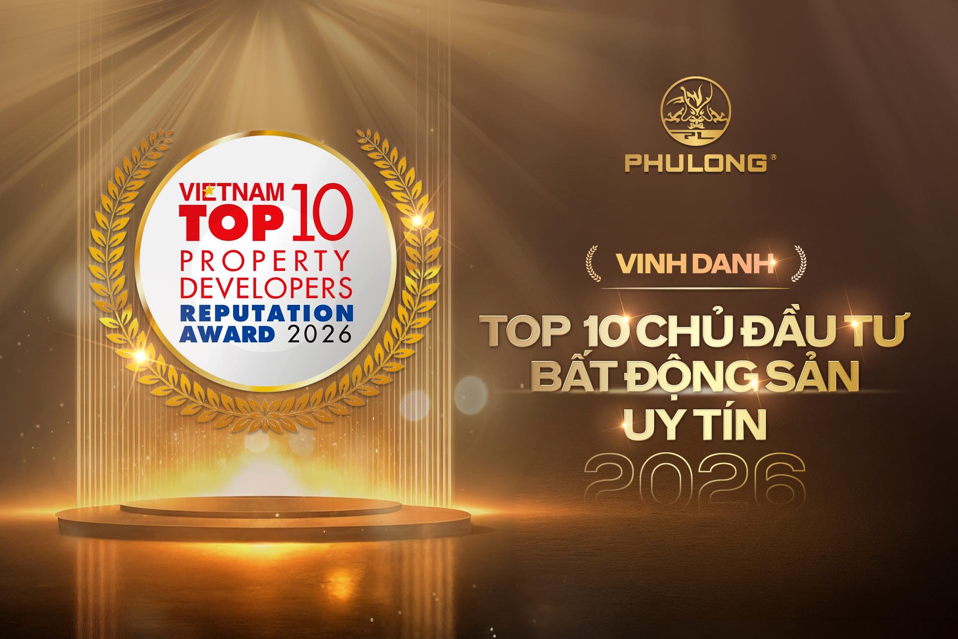 Phú Long được vinh danh Top 10 chủ đầu tư bất động sản uy tín năm 2026