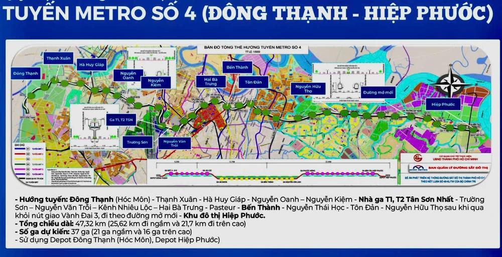 Bản đồ hướng tuyến Metro số 4 TP.HCM