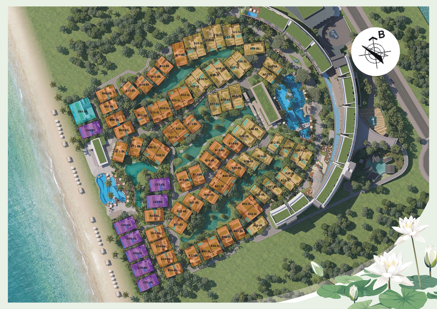 Mặt bằng biệt thự biển Furama Resort & Spa Phú Quốc với thiết kế villa nghỉ dưỡng cao cấp