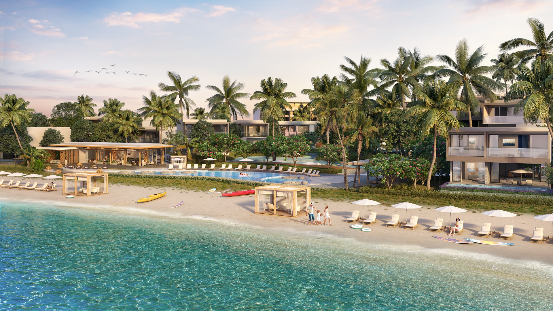 Phối cảnh hồ bơi trung tâm Furama Resort & Spa Phú Quốc bên bãi biển Bãi Ông Lang
