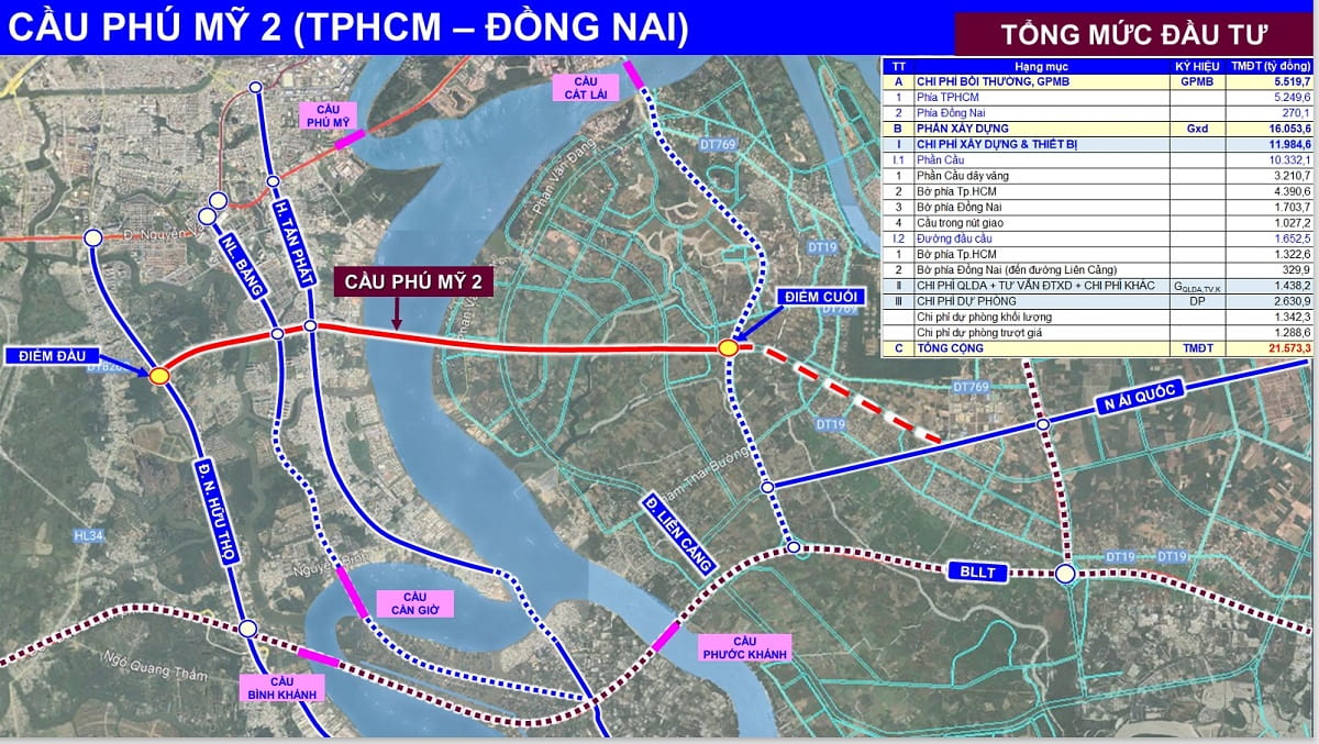 Bản đồ hướng tuyến cầu Phú Mỹ 2
