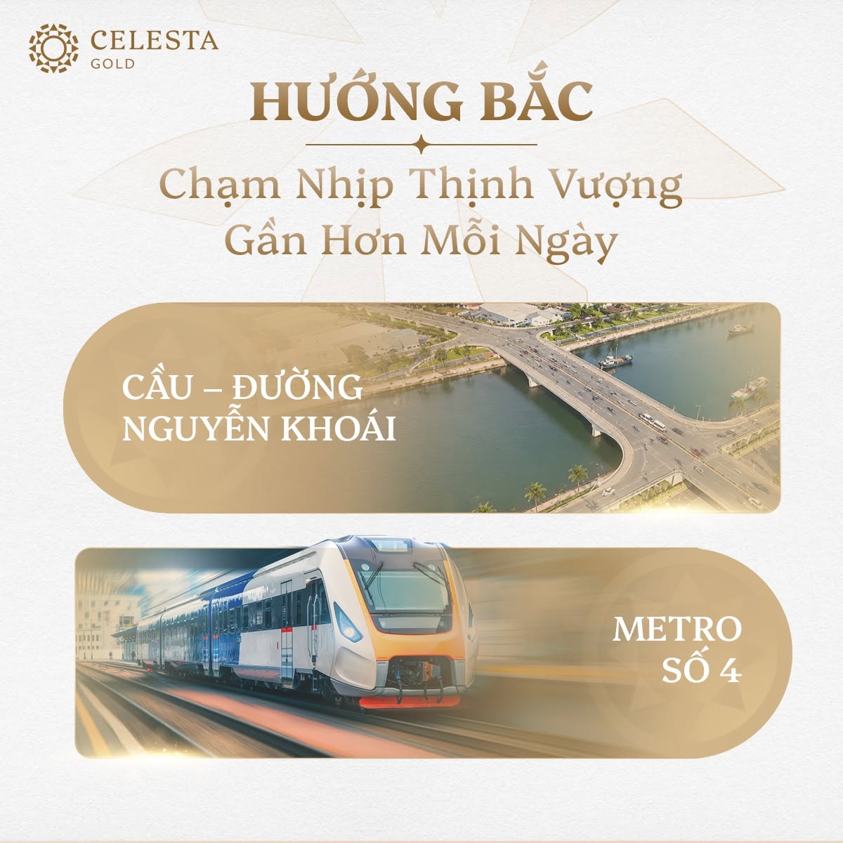 Kết nối hướng Bắc Celesta Gold qua Nguyễn Khoái và Metro số 4