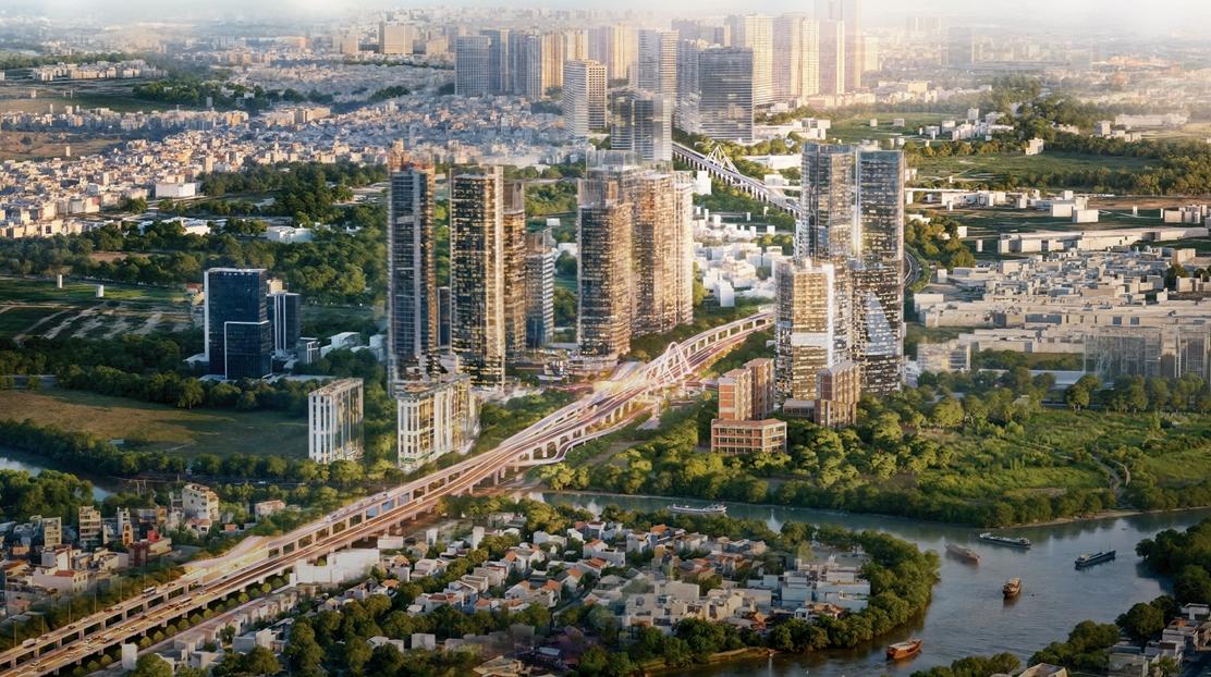 Phối cảnh đường trên cao Nguyễn Hữu Thọ