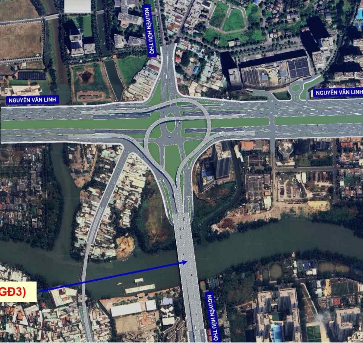 Nút giao Nguyễn Hữu Thọ cao tốc Bến Lức Long Thành